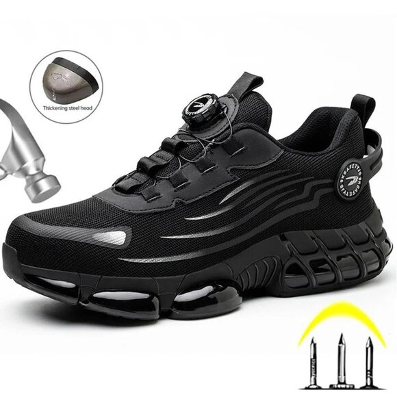 Men Work Safety Shoes Steel Toe Cap Rotating Button Comfort Breathable Sneakers - Picture 10 of 12